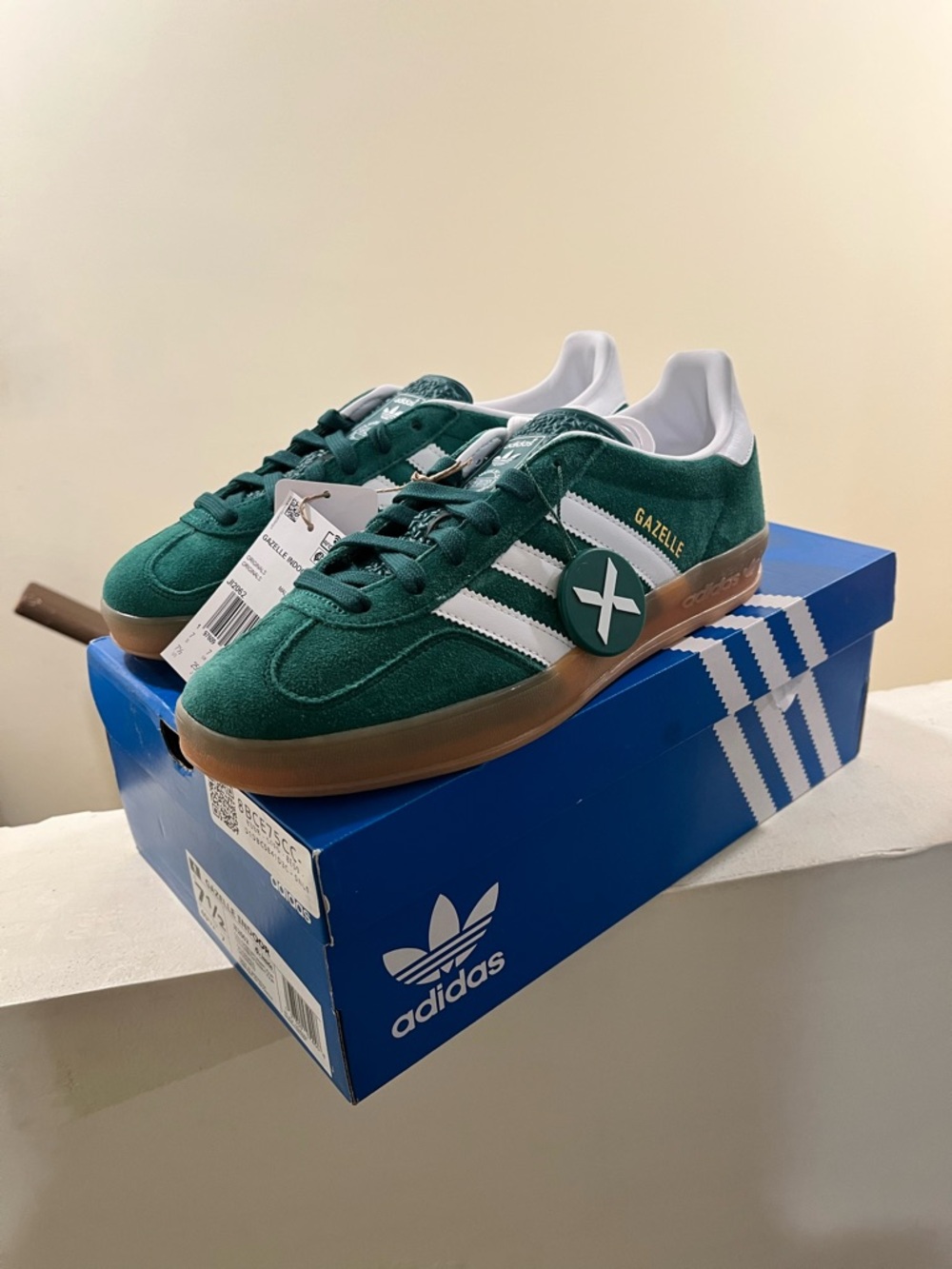 adidas Gazelle Men’s Green Suede Sneakers with White Stripes
